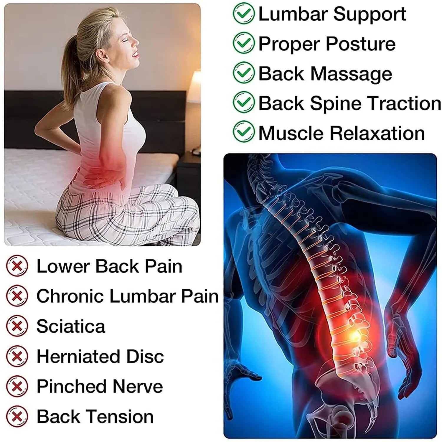 Back Stretcher for Lower Back Pain Relief,Adjustable Lumbar Traction Device, Ergonomic Spine Board with Acupressure Points,Back Massager for Spinal Decompression and Scoliosis